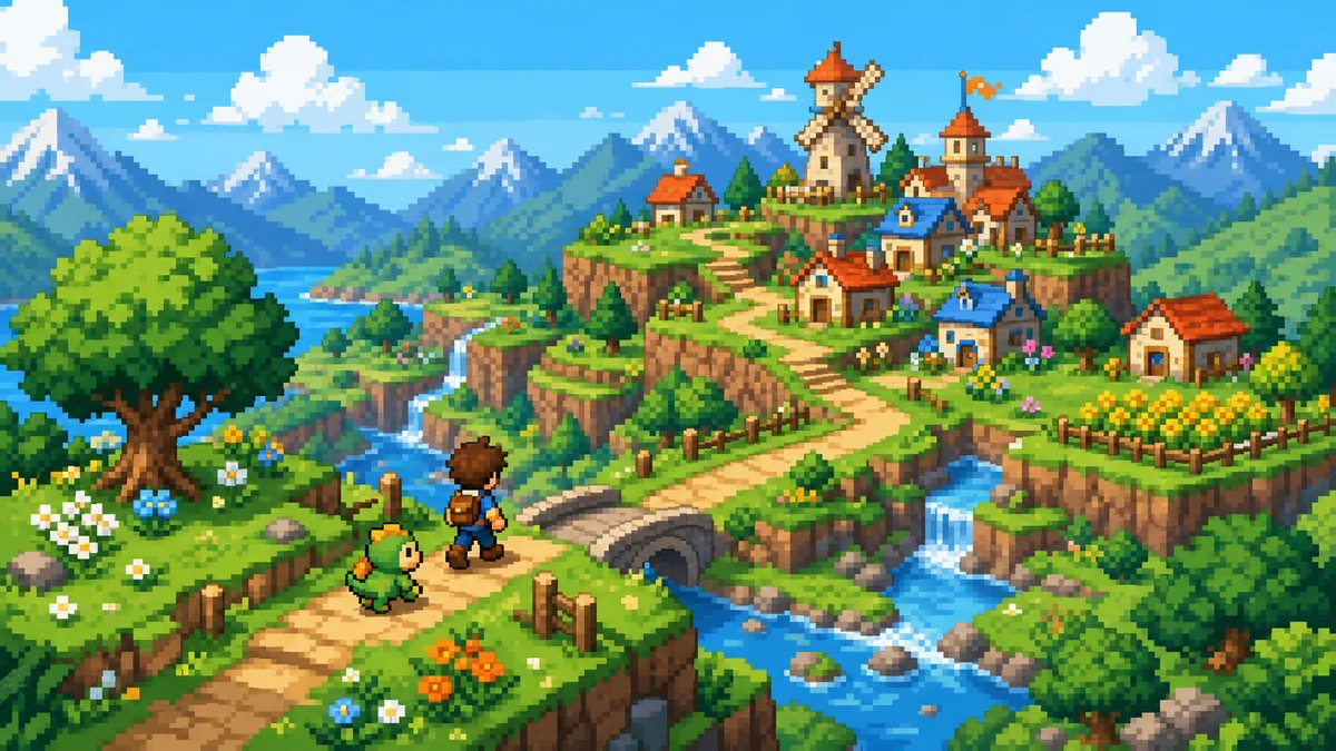 A frame from a real Magic Video render in the Pixel Art style
