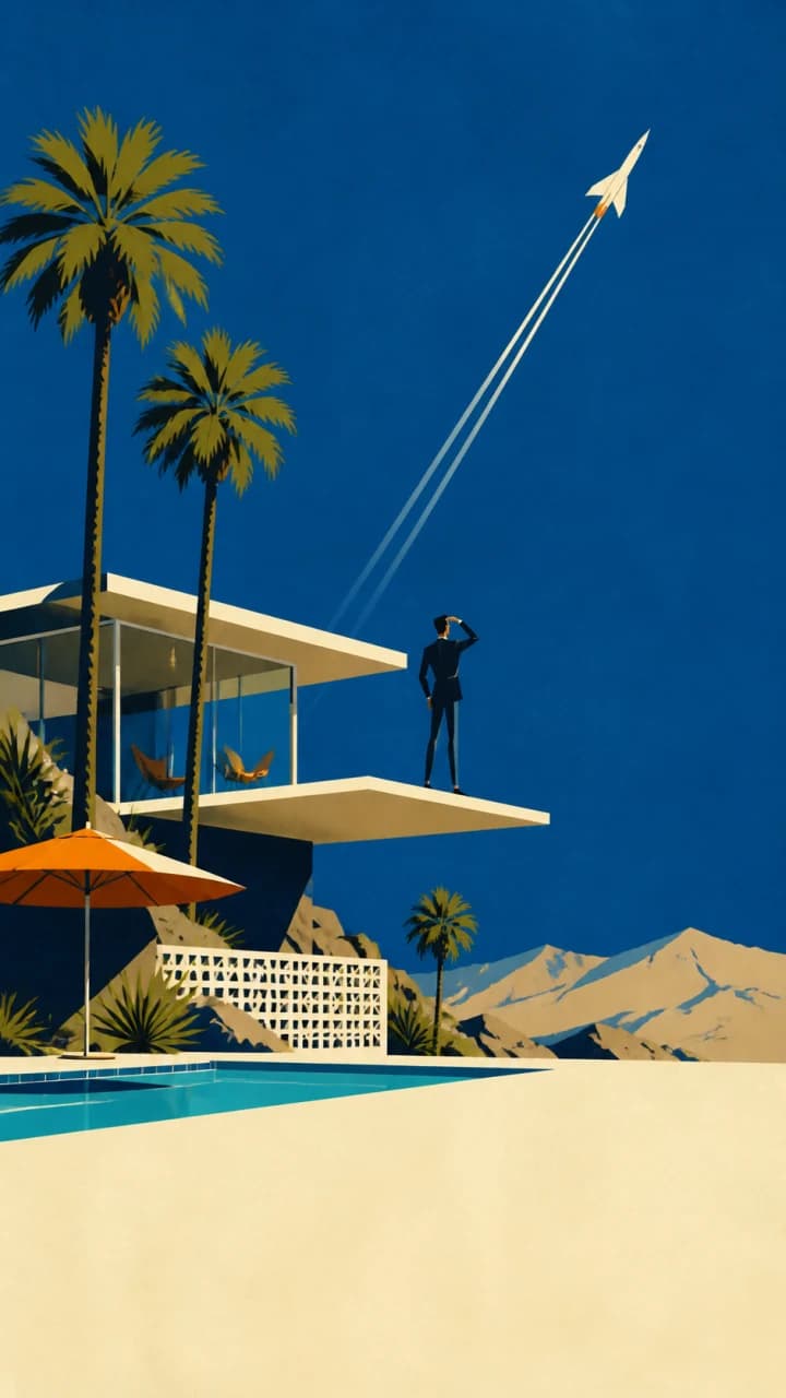 A frame from the Atomic Age video style