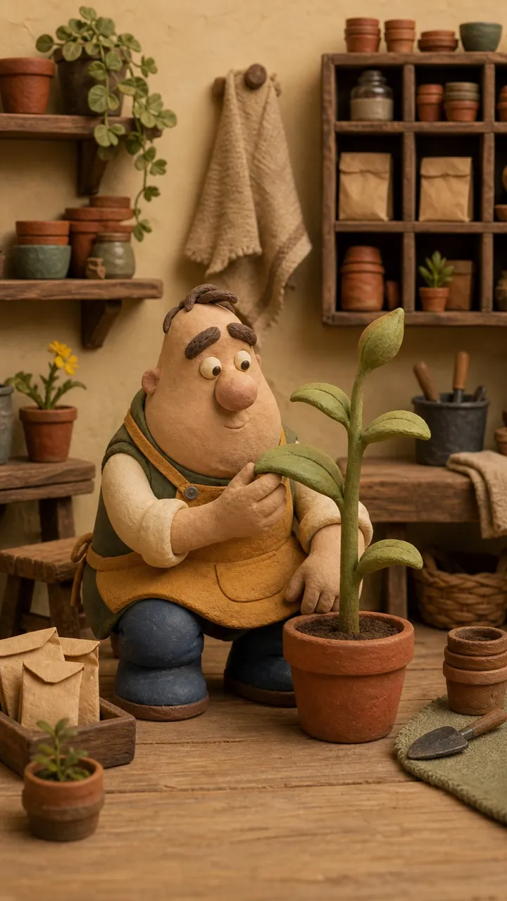 A frame from a real Short in the Claymation style