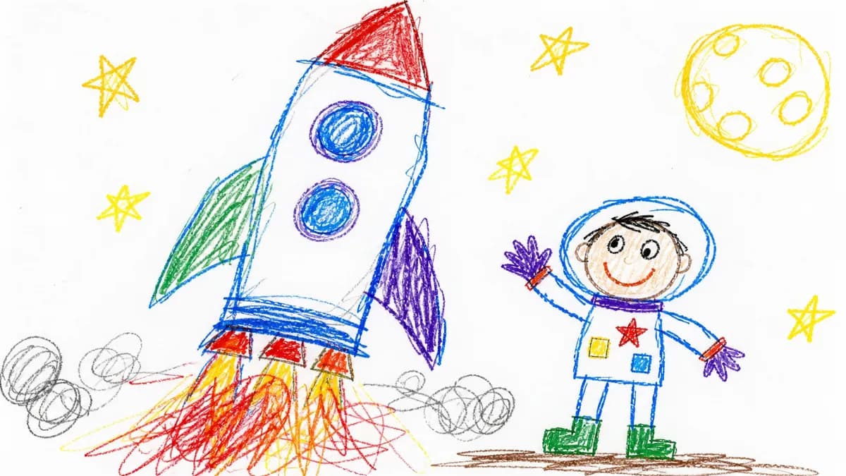A frame from a real Magic Video render in the Crayon style