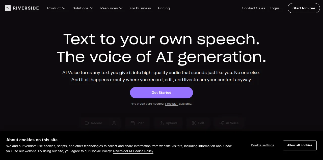 Riverside's AI Voice feature page