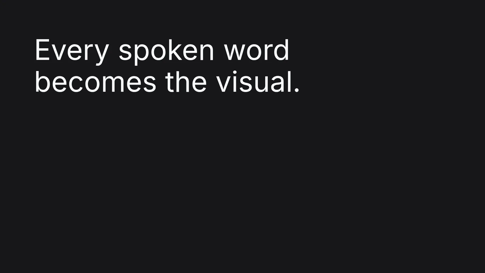 Full Screen Captions video template showing large white captions across two lines on a dark background.